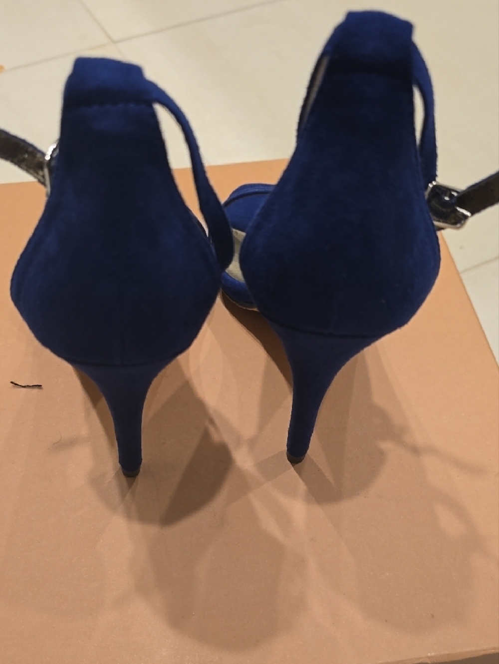 Michael Antonio Royal Blue Suede Ankle-Strap Heels-New - Picture 5 of 9